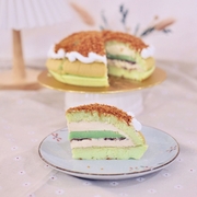 Pandan Redbean Cake Pie